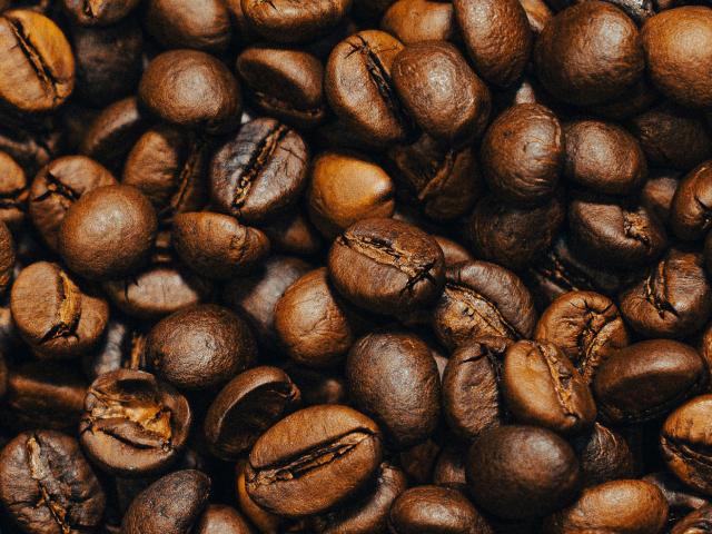 closeup of brown roasted coffee beans